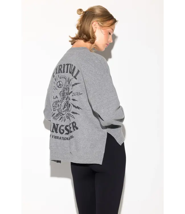 El Tigre Bex High-Low Crew- Heather Grey