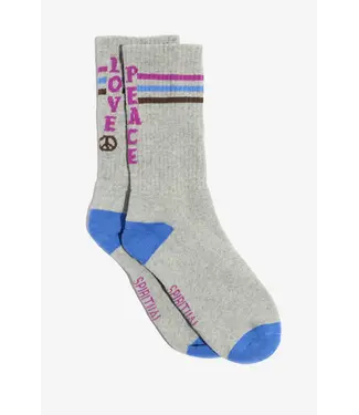 Spiritual Gangster Peace Love Crew Sock- Heather Grey