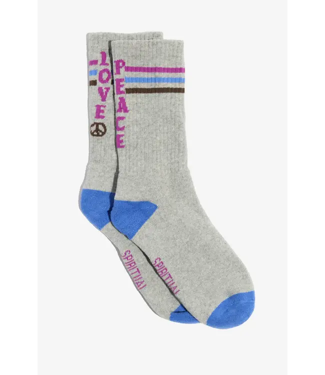 Peace Love Crew Sock- Heather Grey