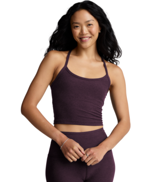 Beyond Yoga Spacedye Slim Racerback Cropped Tank- Eggplant Purple Heather