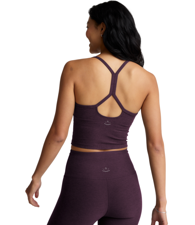 Spacedye Slim Racerback Cropped Tank- Eggplant Purple Heather