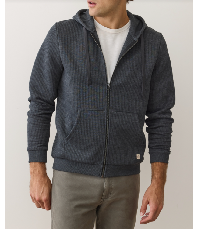 Corbet Quilted Zip Up Hoodie- Black Heather