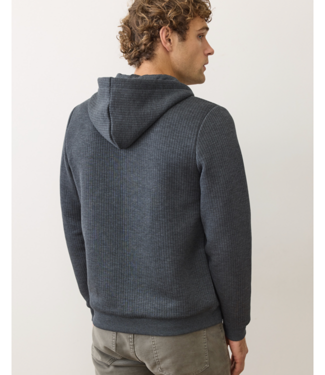 Corbet Quilted Zip Up Hoodie- Black Heather