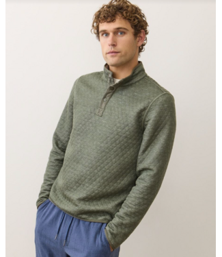 Marine Layer Corbet Quilted Reversible Pullover- Oatmeal/Olive