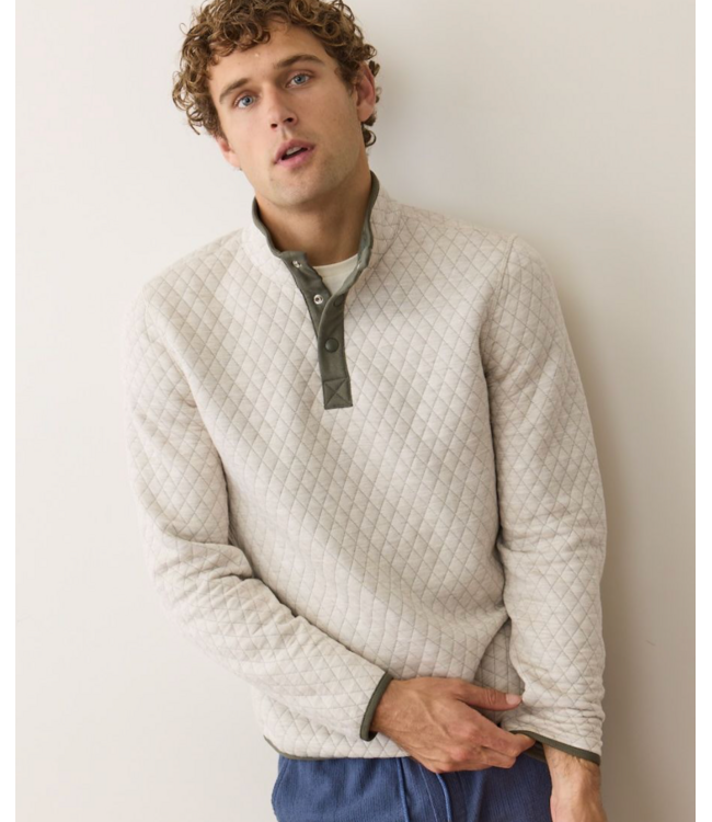 Corbet Quilted Reversible Pullover- Oatmeal/Olive