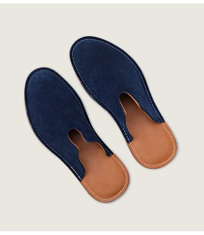 Mr. Grumpy Leather Slippers- Navy
