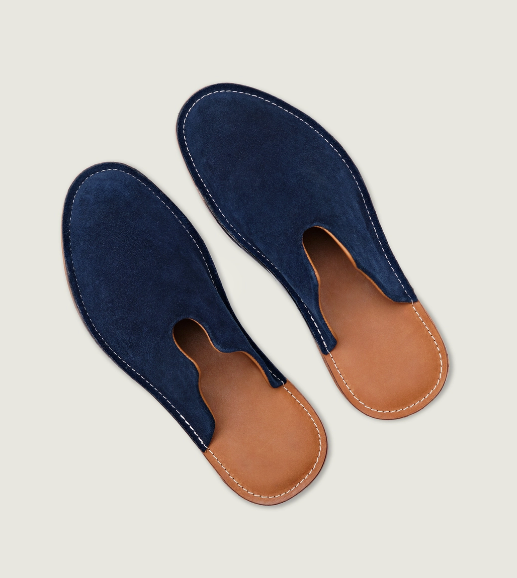 ぽ*ち様  slipper ✖️SHIPS ネイビー　7 Mr. Grumpy Leather Slippers- Navy - Twin Lion