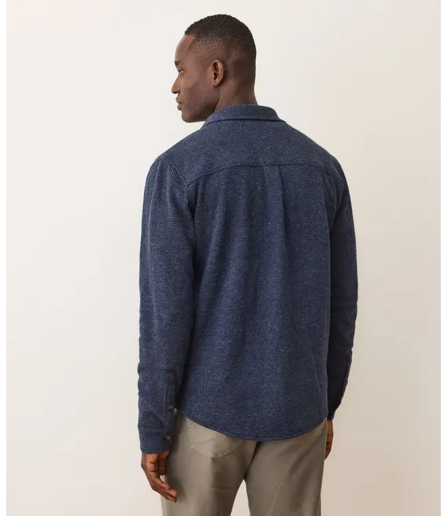 Pacifica Stretch Twill Overshirt- Navy Herringbone