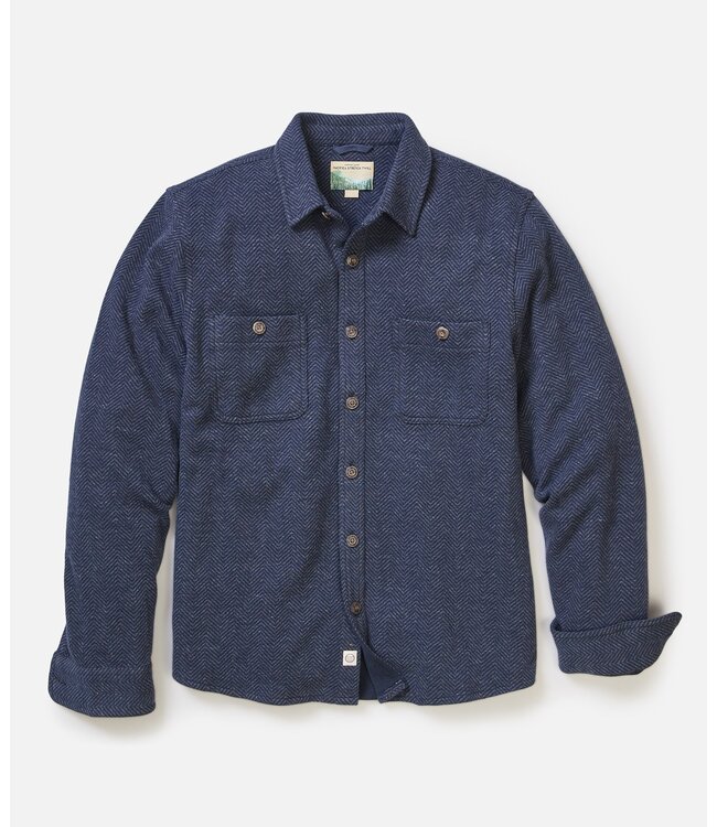 Pacifica Stretch Twill Overshirt- Navy Herringbone