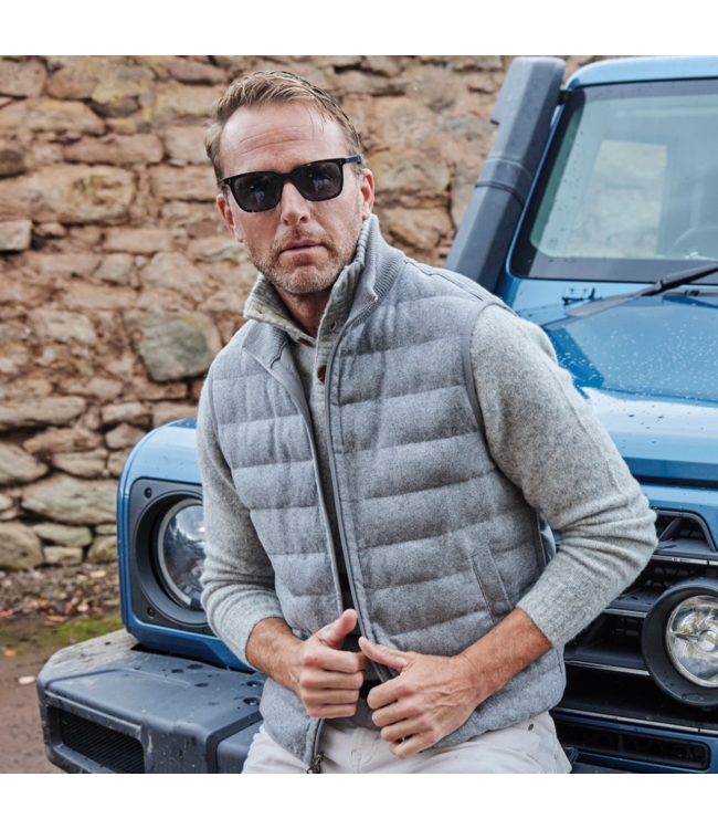 Regent Reversible Quilted Wool Vest- Grey