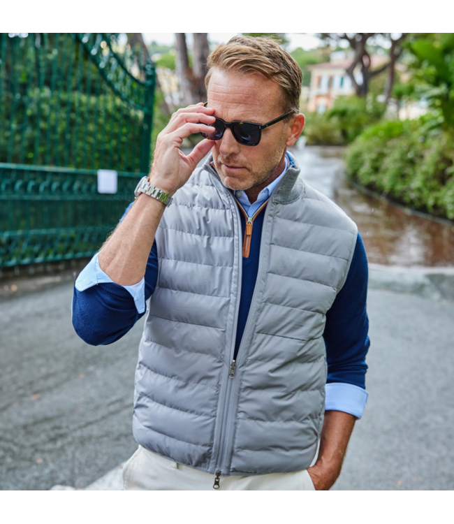 Regent Reversible Quilted Wool Vest- Grey