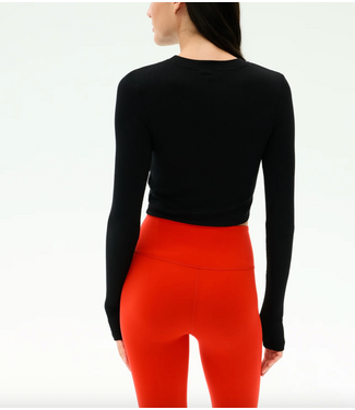 Splits59 Louise Rib Long Sleeve Crop- Black