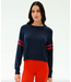 Brooks Stripe Fleece Sweatshirt- Indigo/Lotus Red