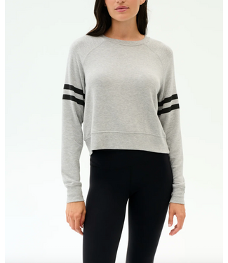 Splits59 Brooks Stripe Fleece Sweatshirt- Heather Grey/Black