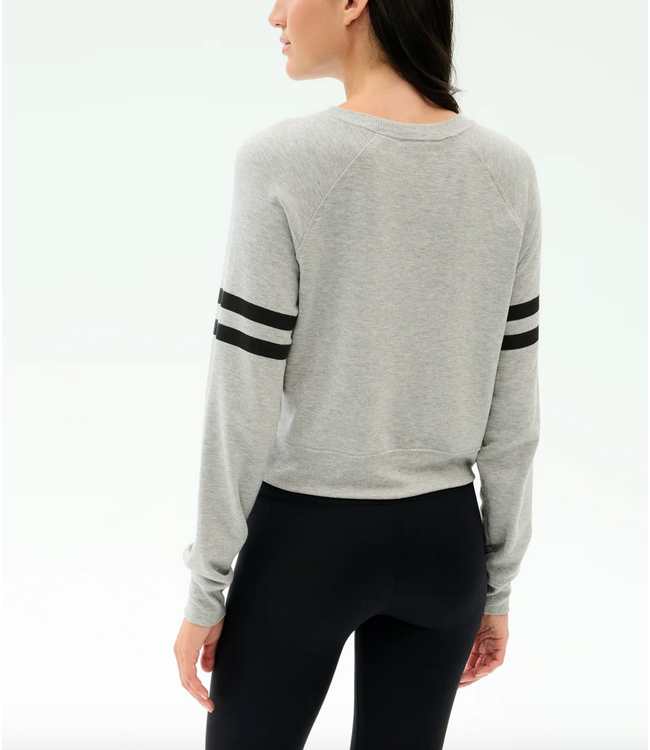 Brooks Stripe Fleece Sweatshirt- Heather Grey/Black