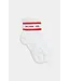 Logo Stripe Quarter Sock- White/Lotus Red
