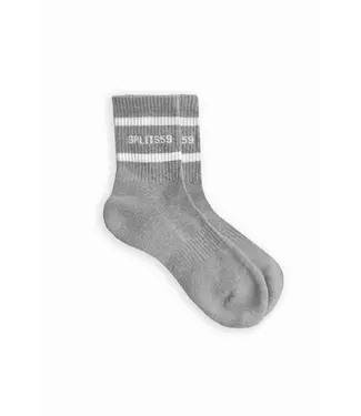Splits59 Logo Stripe Quarter Sock- Heather Grey/White