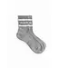 Logo Stripe Quarter Sock- Heather Grey/White