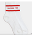 Logo Stripe Quarter Sock- White/Lotus Red