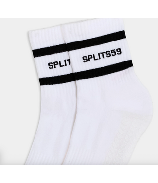 Splits59 Logo Stripe Ankle Socks With Grip- White/Black