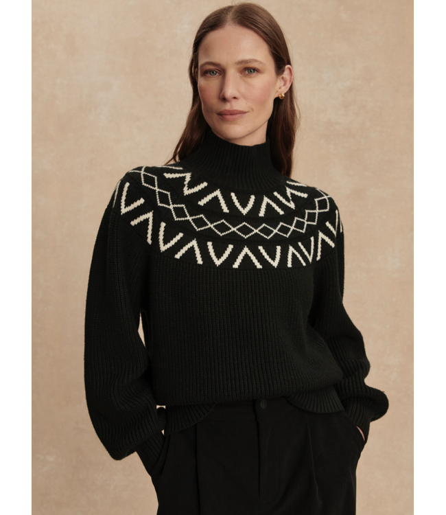 Marcie Fairisle Yoke Knit- Black