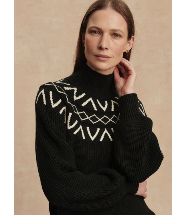 Marcie Fairisle Yoke Knit- Black