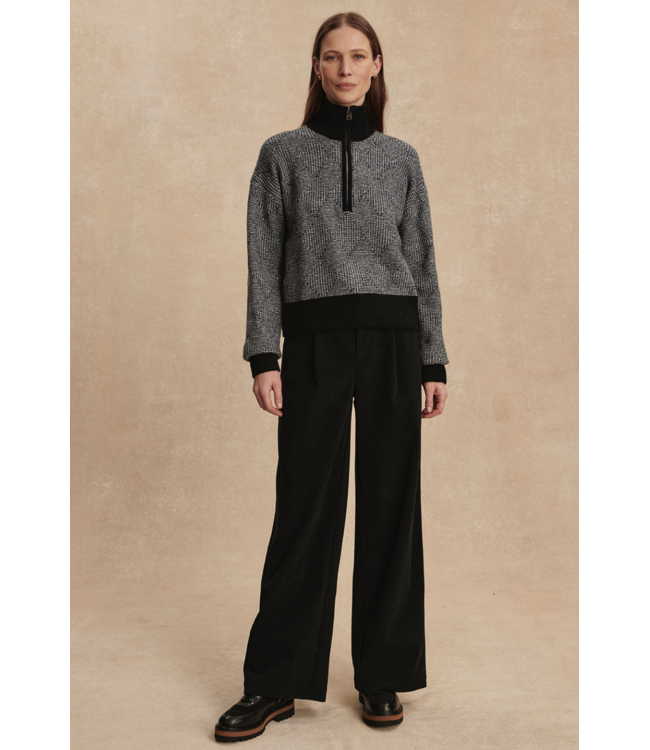 Aldridge Half Zip Knit- Black