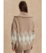 Betty Jacquard Half Zip- Light Taupe