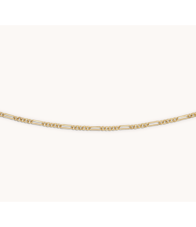 Rolo & Paper Clip Chain Necklace 16"- Yellow Gold