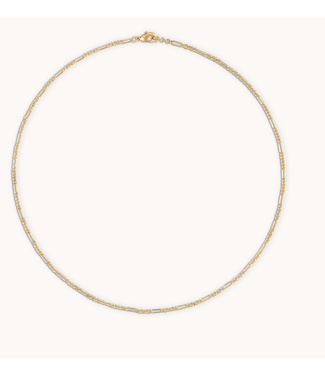 Rolo & Paper Clip Chain Necklace 16"- Yellow Gold
