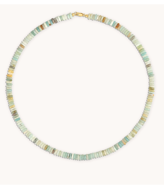 Large Amazonite Necklace- Yellow Gold