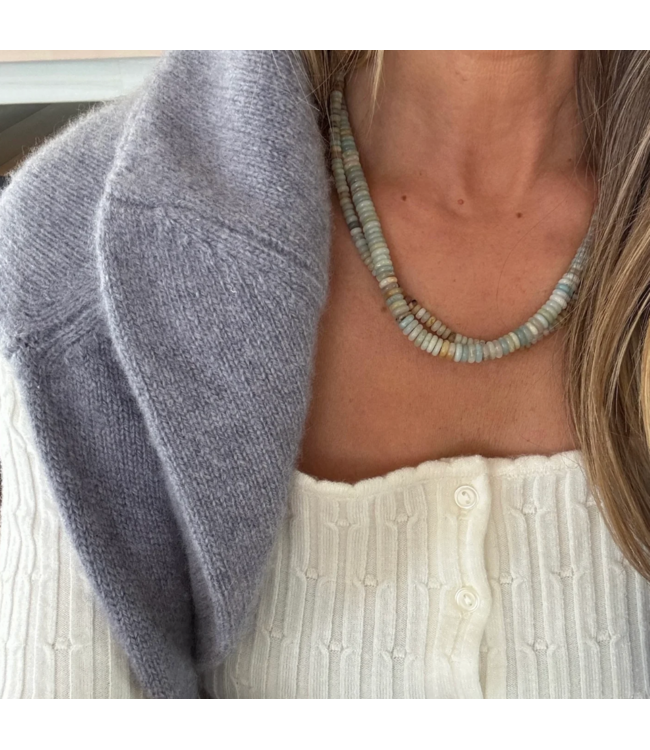 Large Amazonite Necklace- Yellow Gold