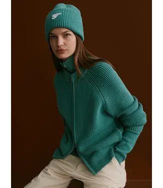 Varley Milo Zip Through Knit Jacket- Deep Sea