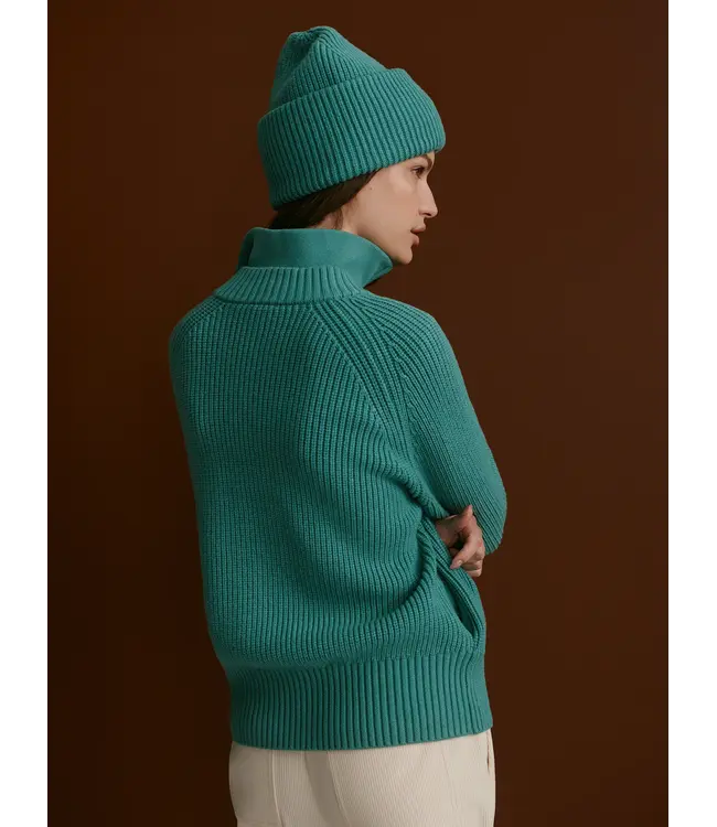 Milo Zip Through Knit Jacket- Deep Sea