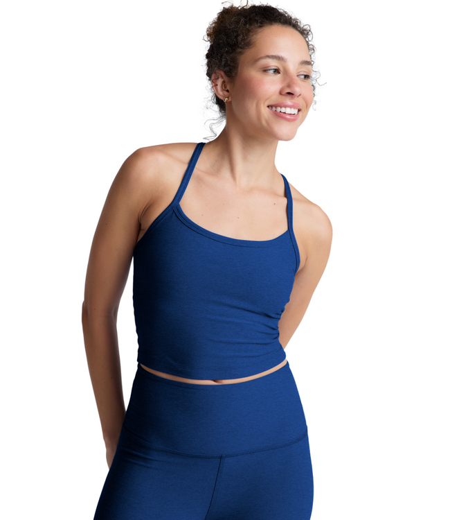 Spacedye Slim Racerback Cropped Tank- Marine Blue