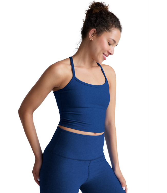 Spacedye Slim Racerback Cropped Tank- Marine Blue