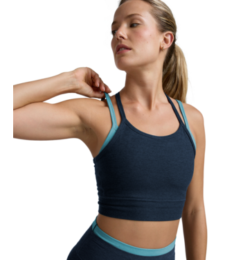 Beyond Yoga Spacedye Layered Long Line Bra- Nocturnal Navy