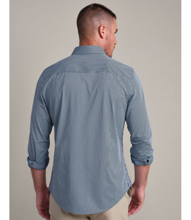 Commuter Slim Fit Shirt- Navy/Light Blue Stripe