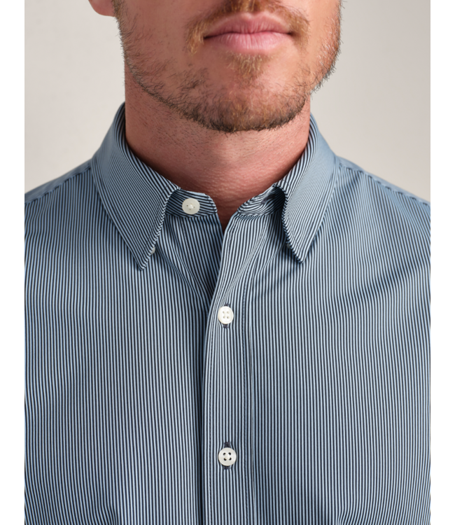 Commuter Slim Fit Shirt- Navy/Light Blue Stripe