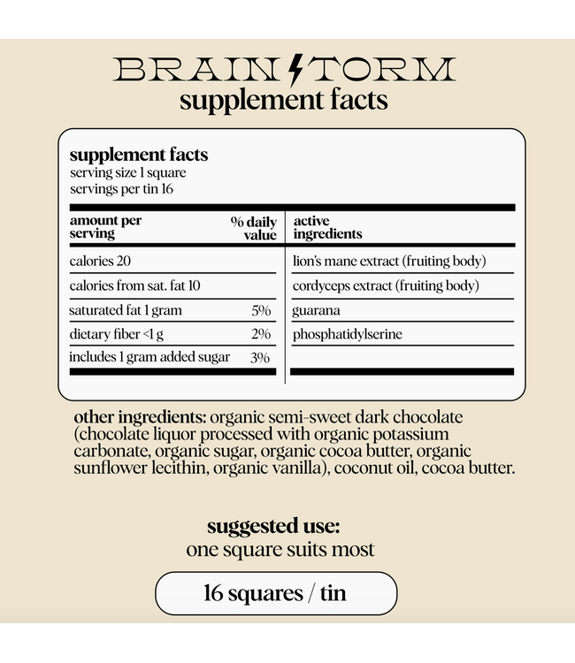 Brainstorm Mushroom Chocolate Supplement