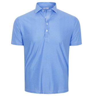 Collars & Co. Featherweight Flex Polo- Blue Micro Gingham