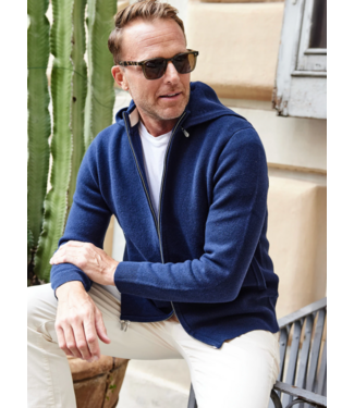 Collars & Co. Napoli Signature Hooded Wool & Cashmere Sweater- Navy
