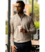Oatmeal Cashmere Touch Australian Merino Quarter Zip Sweater