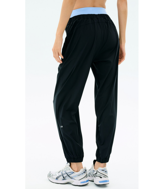 Megan Woven Nylon Jogger- Black