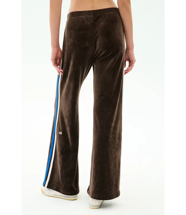 Heritage Velour Pant- Dark Chocolate/Blue