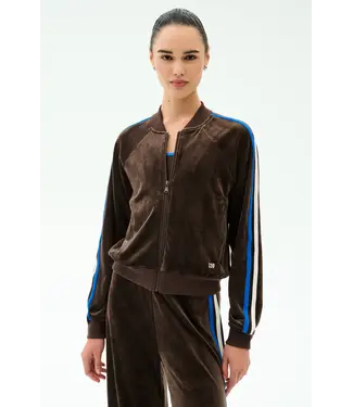 Splits59 Heritage Velour Bomber- Dark Chocolate/Blue