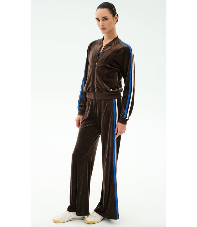 Heritage Velour Pant- Dark Chocolate/Blue