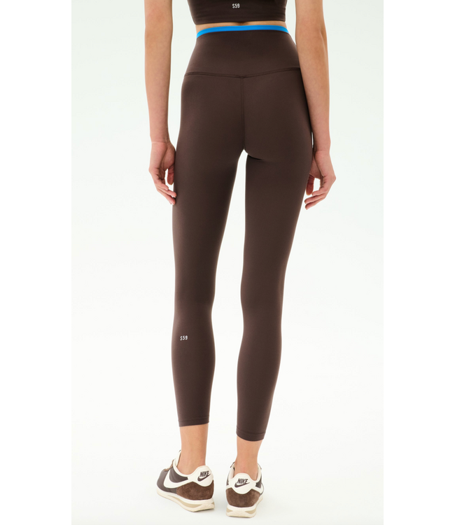 Dual High Waist Airweight 7/8- Dark Chocolate/Blue