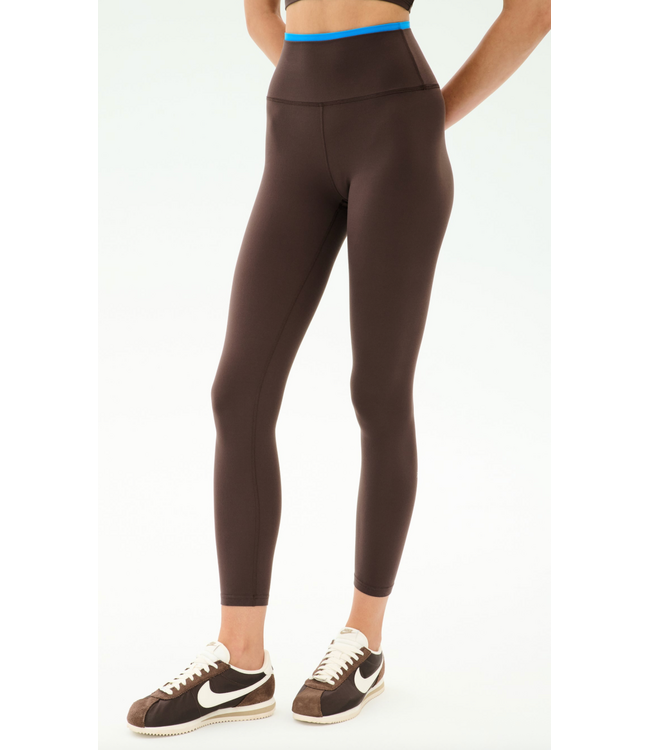 Dual High Waist Airweight 7/8- Dark Chocolate/Blue