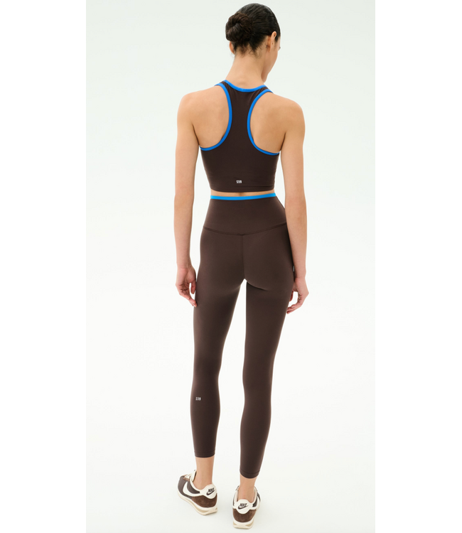 Dual High Waist Airweight 7/8- Dark Chocolate/Blue